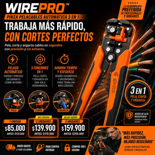 WirePro™ - Pinza Pelacables Automática 3 en 1