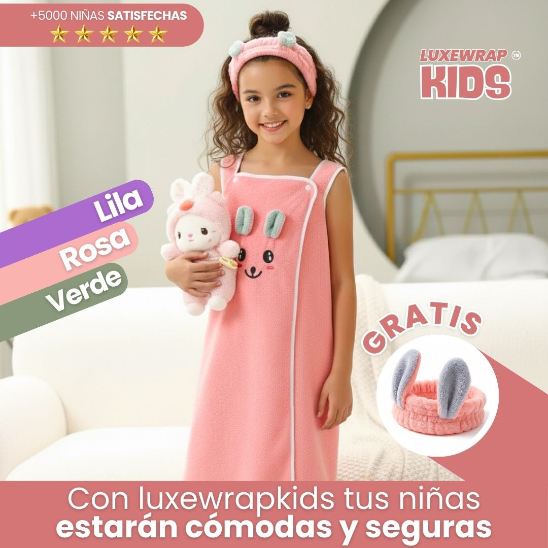 LuxeWrap Kids – Falda de Baño Infantil con Orejitas V2