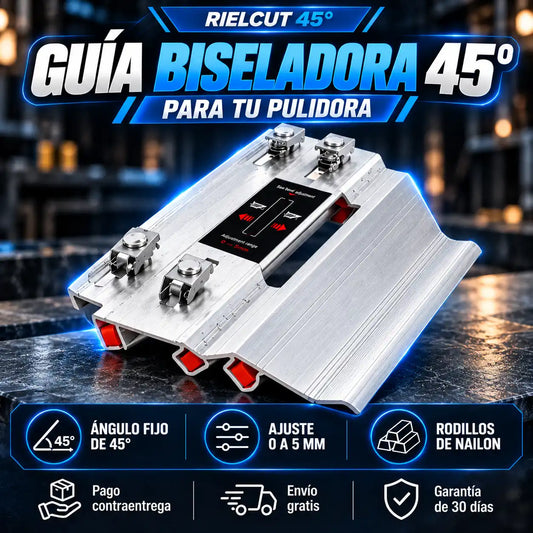 RielCut 45 · Guía de corte a 45° para pulidora