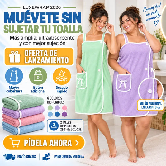 LuxeWrap™ - Toalla bata tipo vestido para mujer