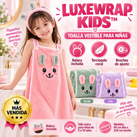 LuxeWrap Kids - Toalla tipo vestido para niñas